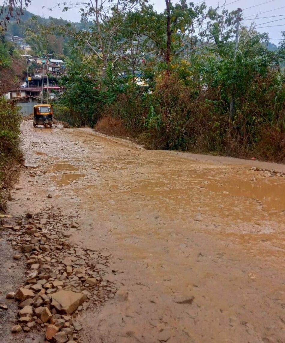 Slushy and slippery roads of Wokha town during rainy season. (Morung Photo)